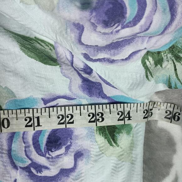 Vintage Crowntuft Housecoat XL Purple Floral Snap Front Duster Smock Pockets - Picture 5 of 11